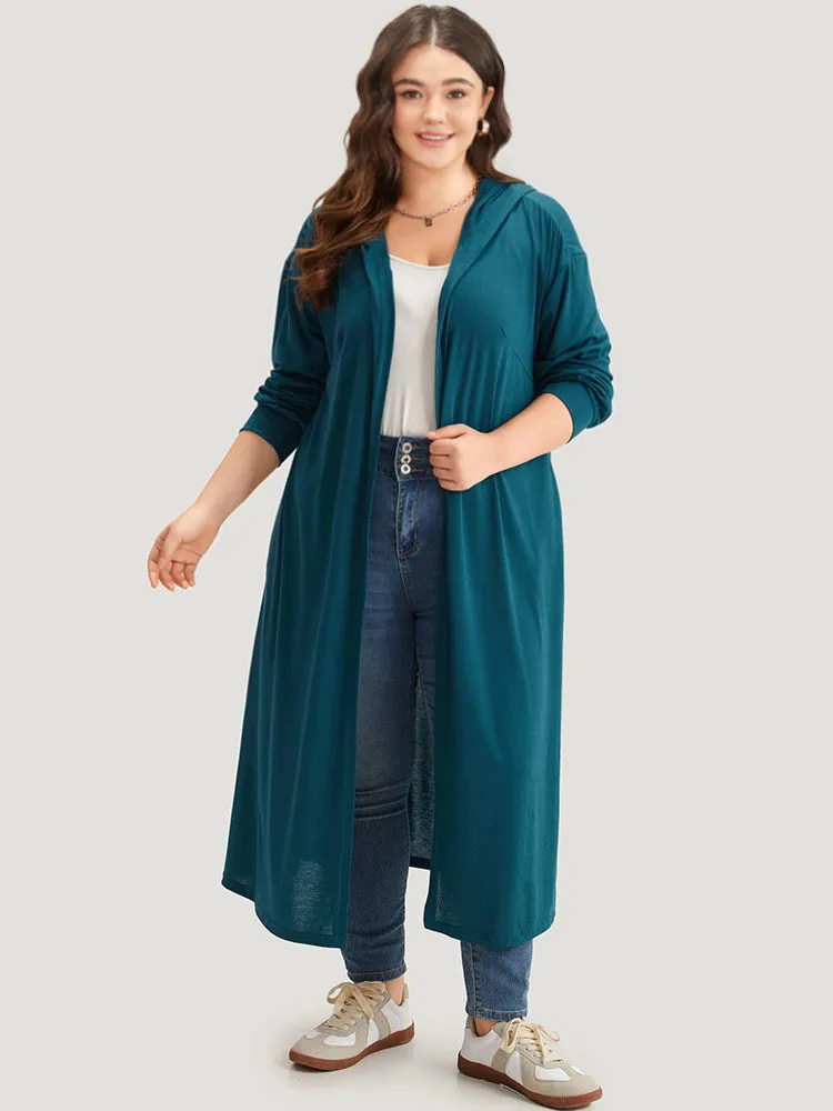 Tunic Plain Hooded Pocket Split Hem Kimono sold by Bloomchic product image thumbnail 2