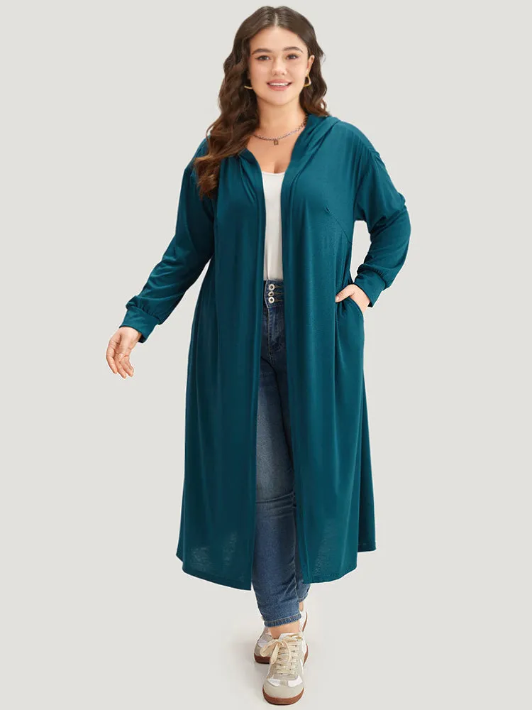 Tunic Plain Hooded Pocket Split Hem Kimono sold by Bloomchic product image thumbnail 4