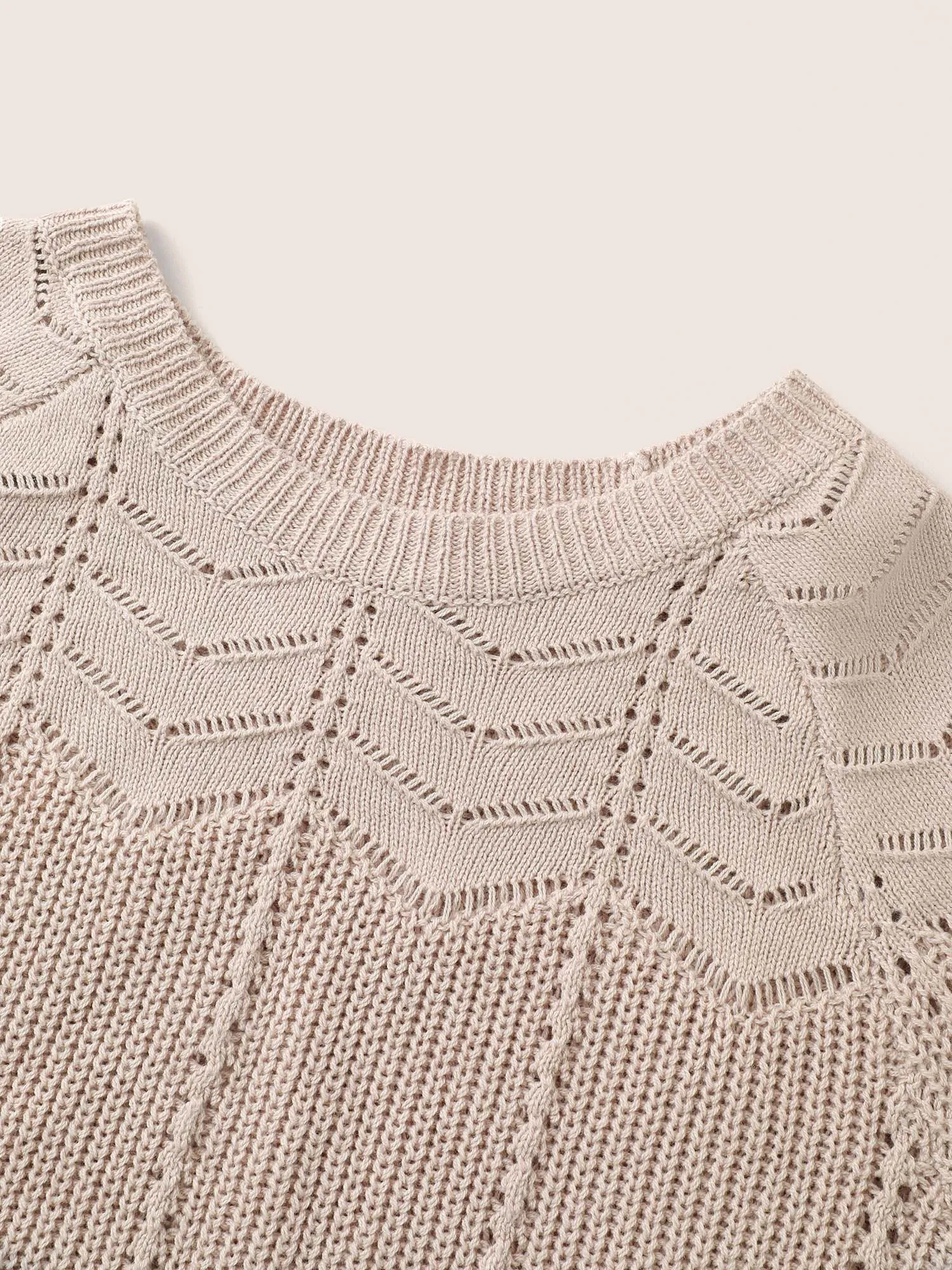 Plain Texture Raglan Sleeve Pointelle Knit Pullover sold by Bloomchic product image thumbnail 5