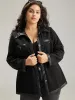 Solid Pocket PU Leather Buckle Detail Coat sold by Bloomchic