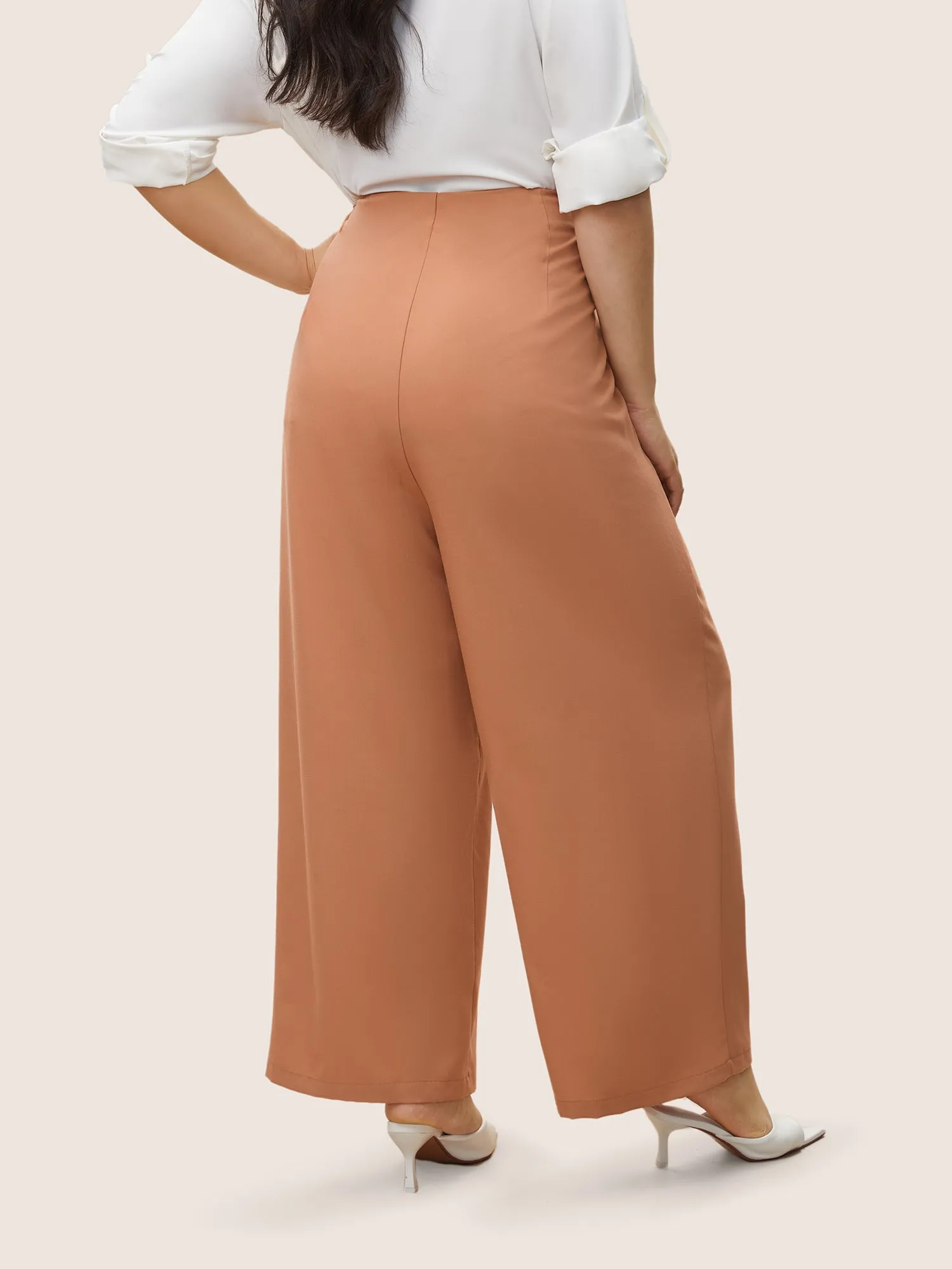 Plain Zipper Fly Pleated Wide Leg Pants sold by Bloomchic product image thumbnail 2