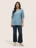 Plain Textured Patched Pocket Tab Sleeve T-shirt sold by Bloomchic
