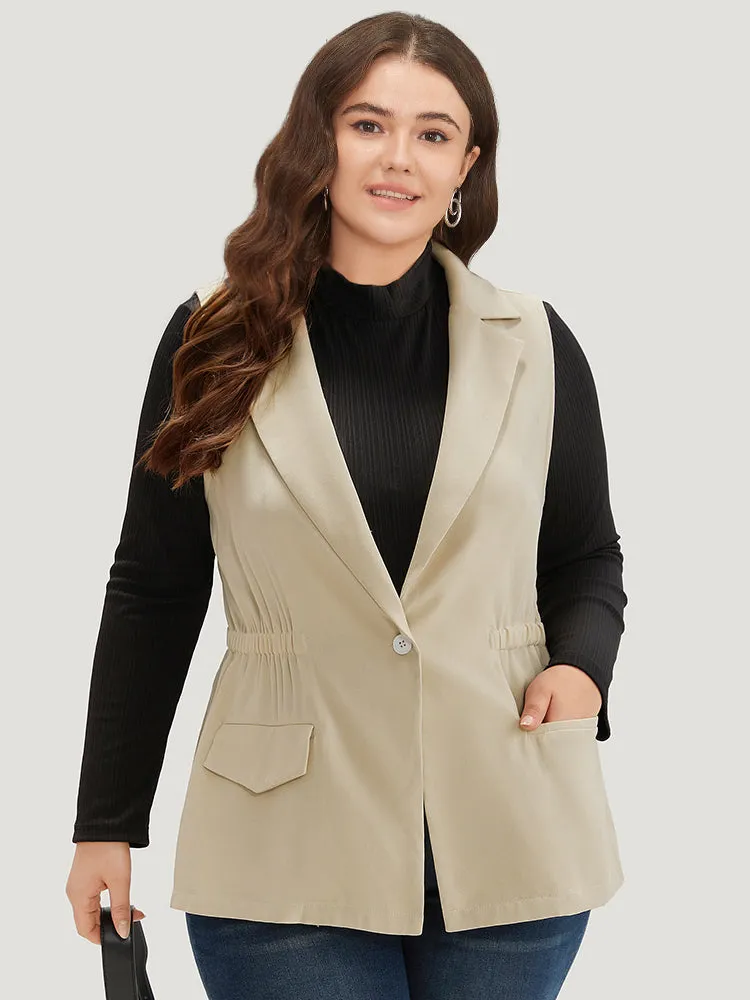 Plain Suit Collar Pocket Sleeveless Blazer sold by Bloomchic