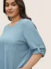 Plain Textured Patched Pocket Tab Sleeve T-shirt sold by Bloomchic