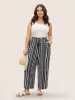 Bandana Striped Tassel Drawstring Wide Leg Pants sold by Bloomchic