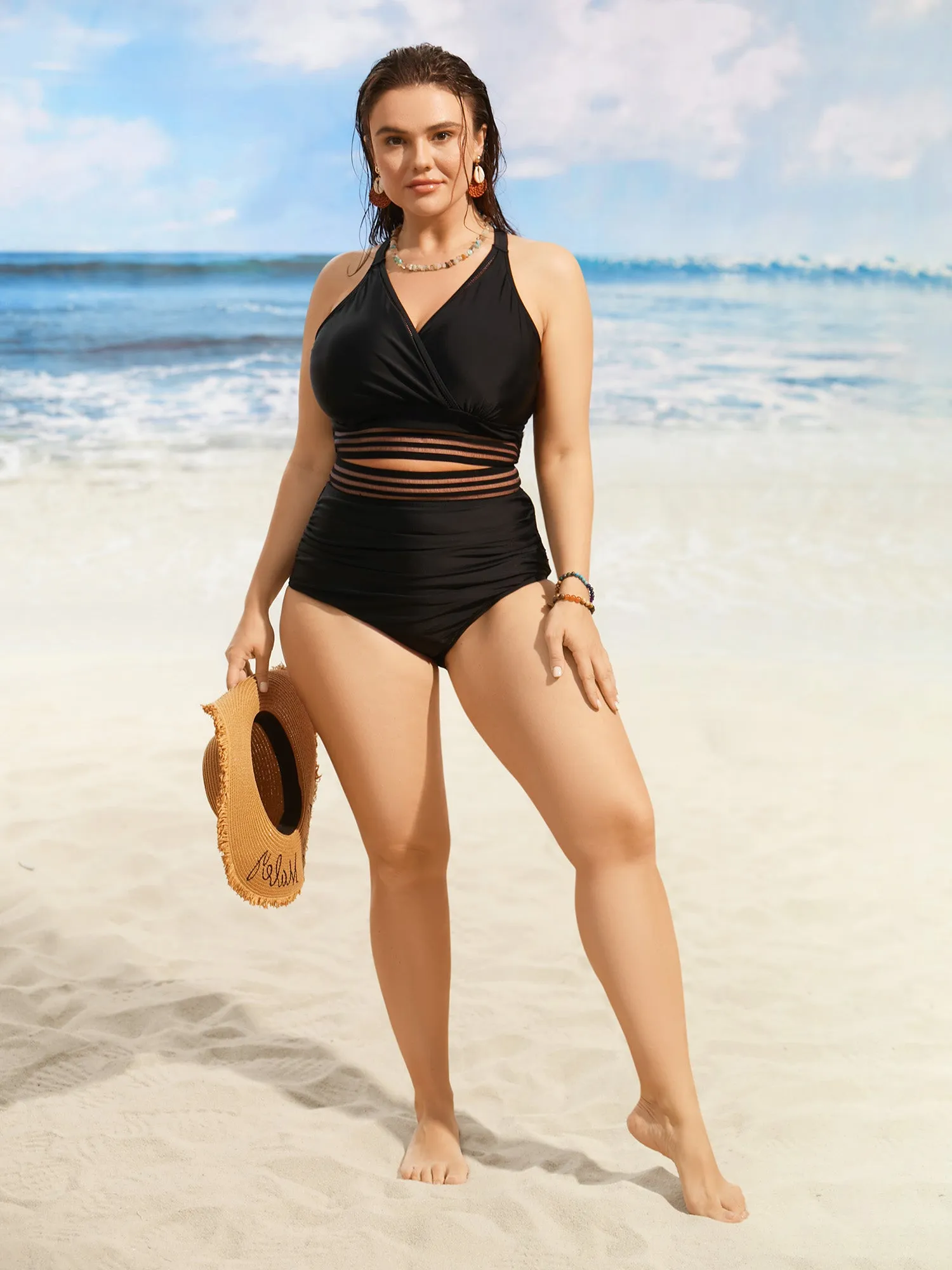 Woven Ribbon Gathered High stretch Swim Bottom sold by Bloomchic product image thumbnail 3