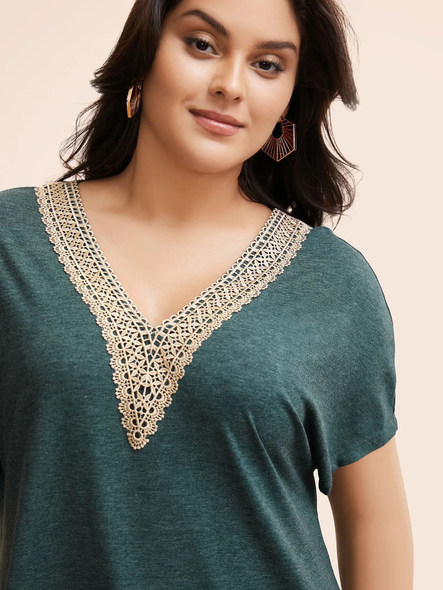 Woven Ribbon Patchwork Dolman Sleeve T-shirt sold by Bloomchic product image thumbnail 4