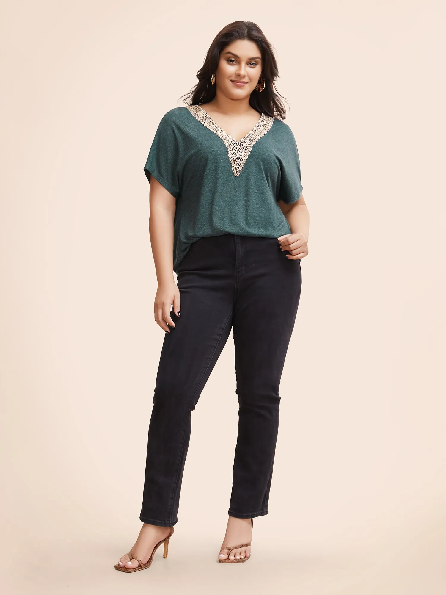 Woven Ribbon Patchwork Dolman Sleeve T-shirt sold by Bloomchic product image thumbnail 3