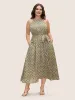 Halter Neck Moroccan Print Midi Dress sold by Bloomchic