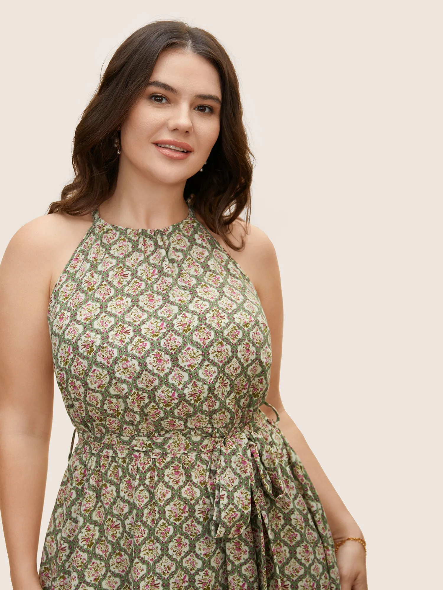 Halter Neck Moroccan Print Midi Dress sold by Bloomchic product image thumbnail 4