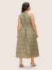 Halter Neck Moroccan Print Midi Dress sold by Bloomchic
