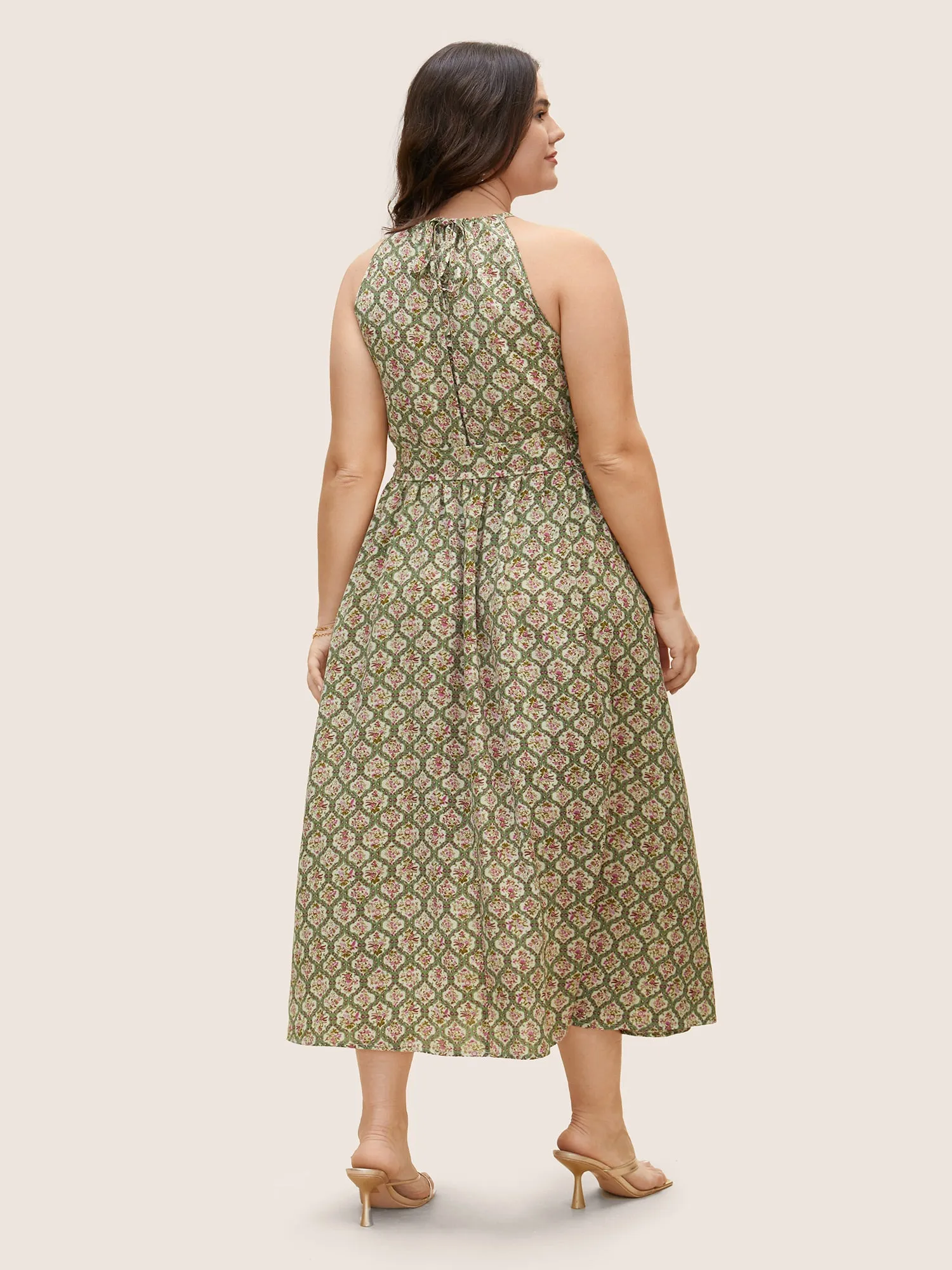 Halter Neck Moroccan Print Midi Dress sold by Bloomchic product image thumbnail 3