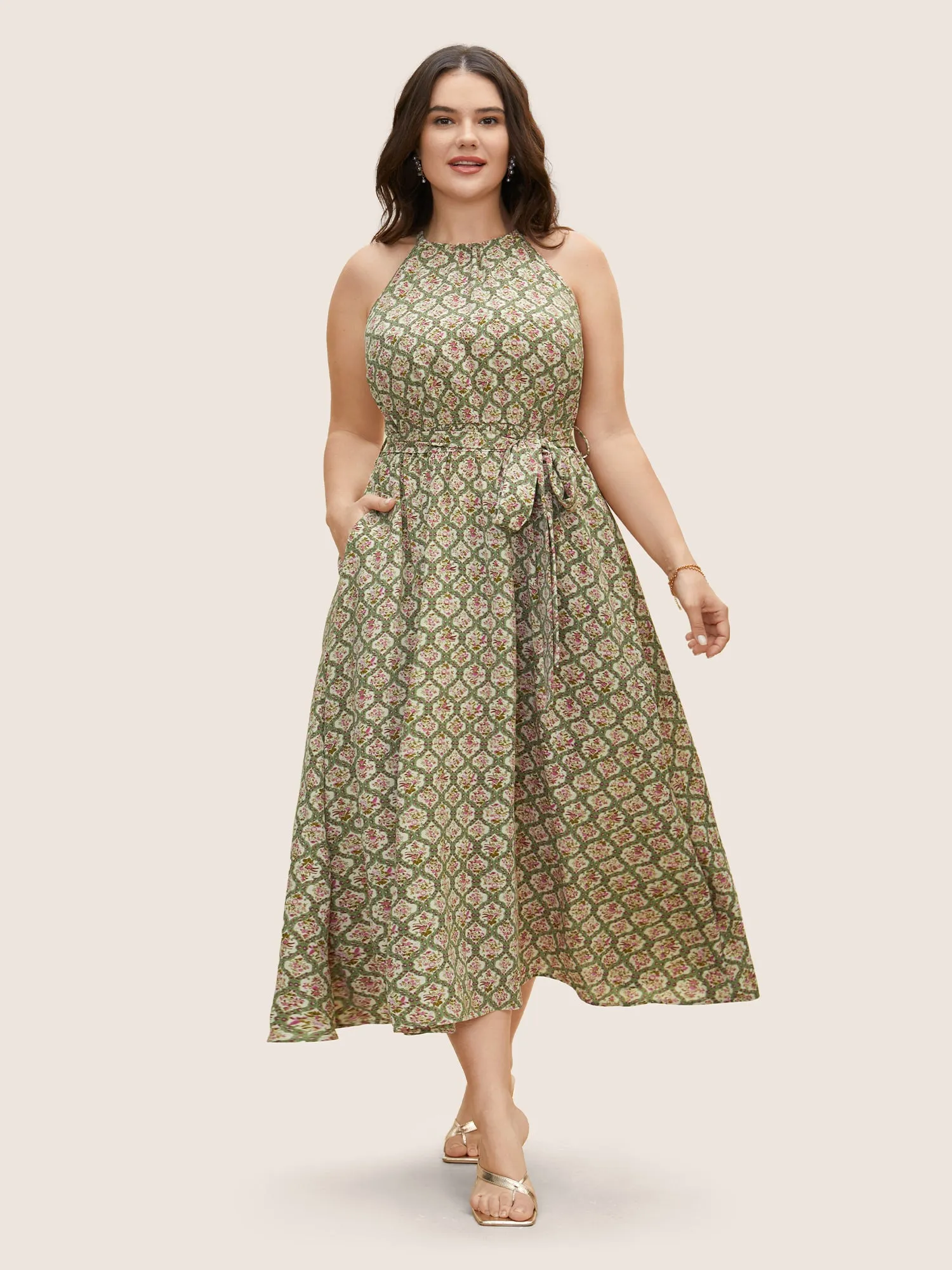 Halter Neck Moroccan Print Midi Dress sold by Bloomchic product image thumbnail 2