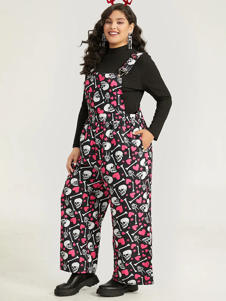 Halloween Skull &Heart Print Pocket Gathered Jumpsuit sold by Bloomchic product image thumbnail 3