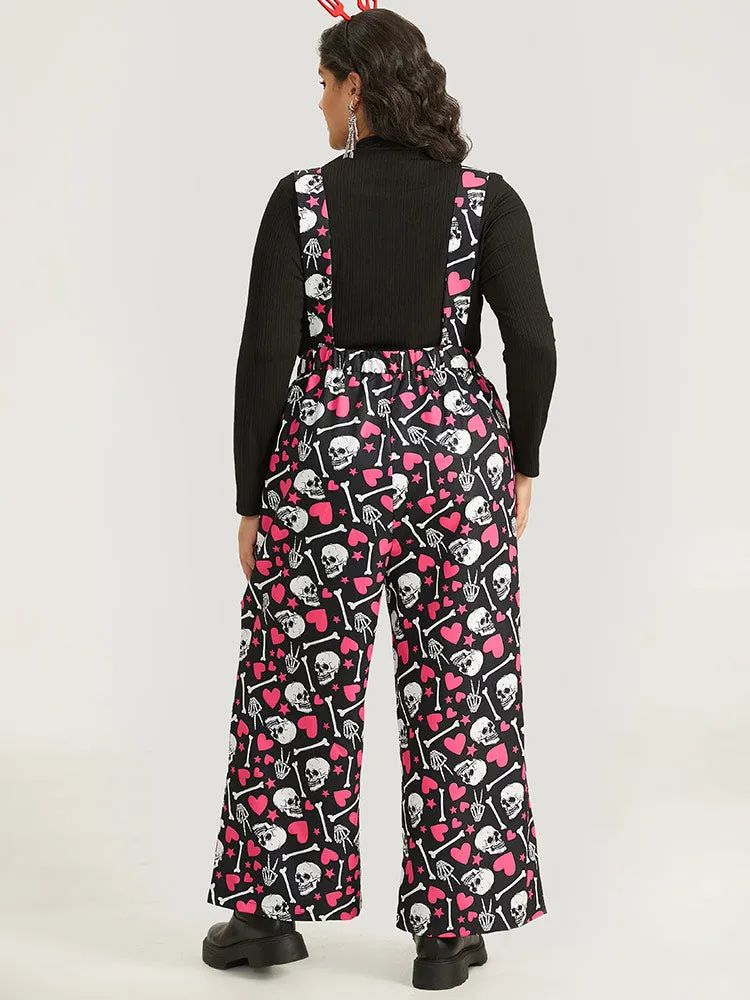Halloween Skull &Heart Print Pocket Gathered Jumpsuit sold by Bloomchic product image thumbnail 4