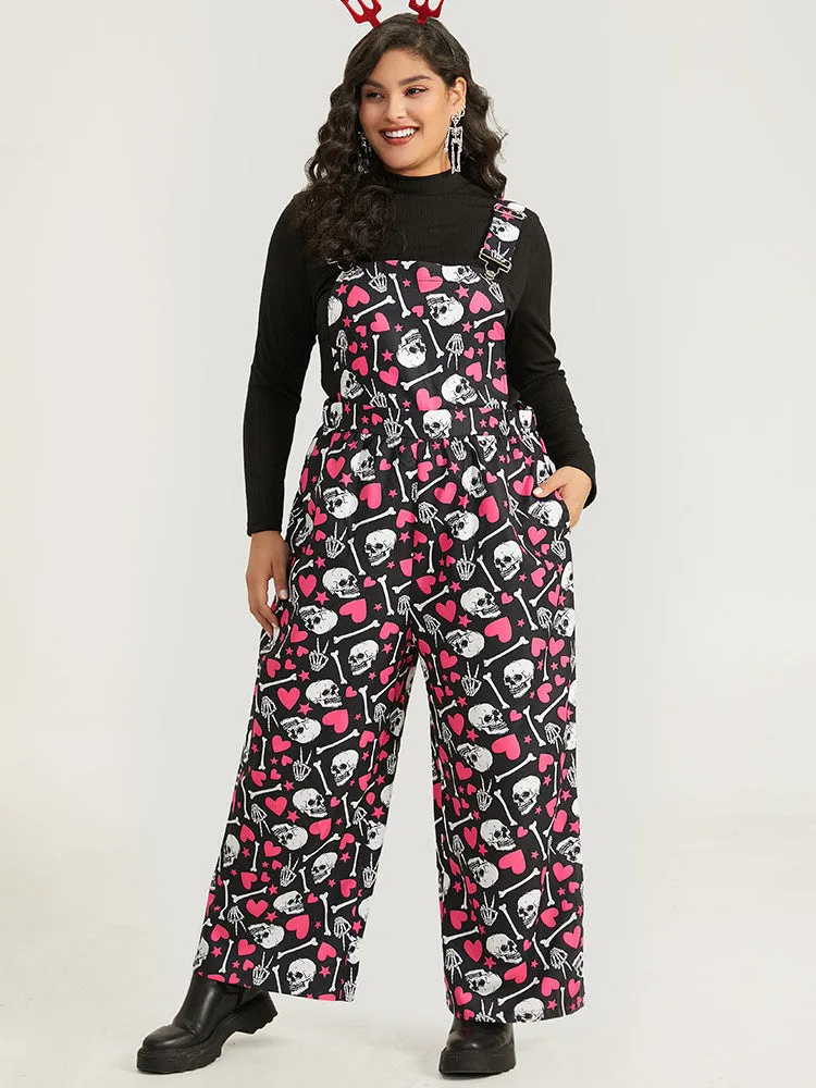 Halloween Skull &Heart Print Pocket Gathered Jumpsuit sold by Bloomchic product image thumbnail 2