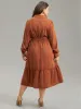 Anti-Wrinkle Patchwork Button Up Belted Dress sold by Bloomchic