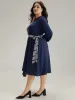Polka Dot Geometric Patchwork Belted Dress sold by Bloomchic
