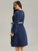 Polka Dot Geometric Patchwork Belted Dress sold by Bloomchic