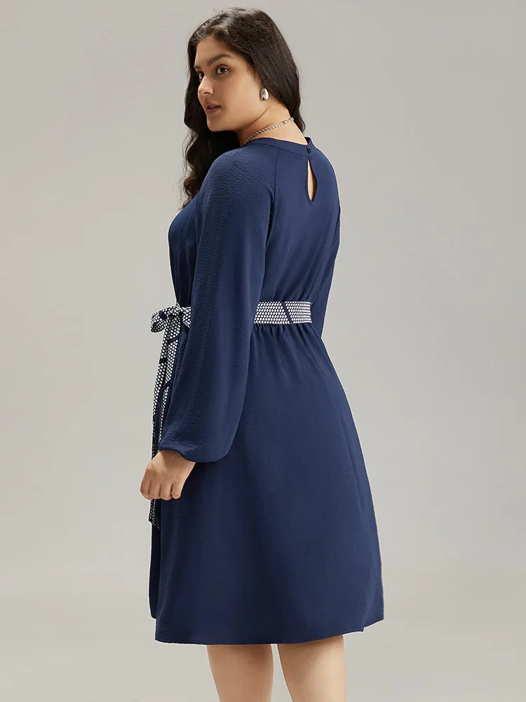 Polka Dot Geometric Patchwork Belted Dress sold by Bloomchic product image thumbnail 5