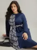 Polka Dot Geometric Patchwork Belted Dress sold by Bloomchic