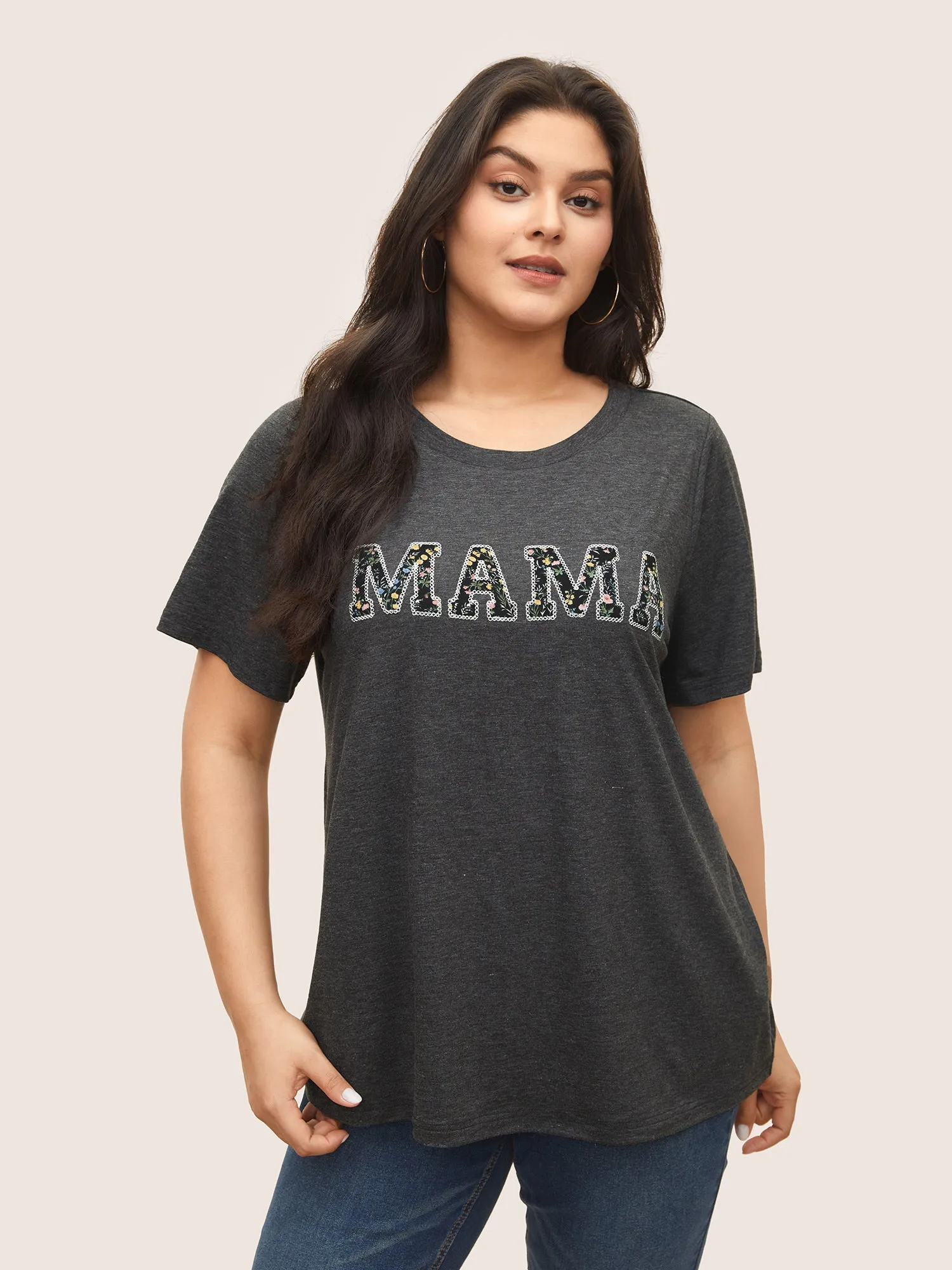 Graphic Mom Embroidered Ditsy Floral T-shirt sold by Bloomchic