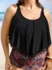 Bandana Print Patchwork Tiered Ruffles Laser Cut One Piece Swimsuit sold by Bloomchic
