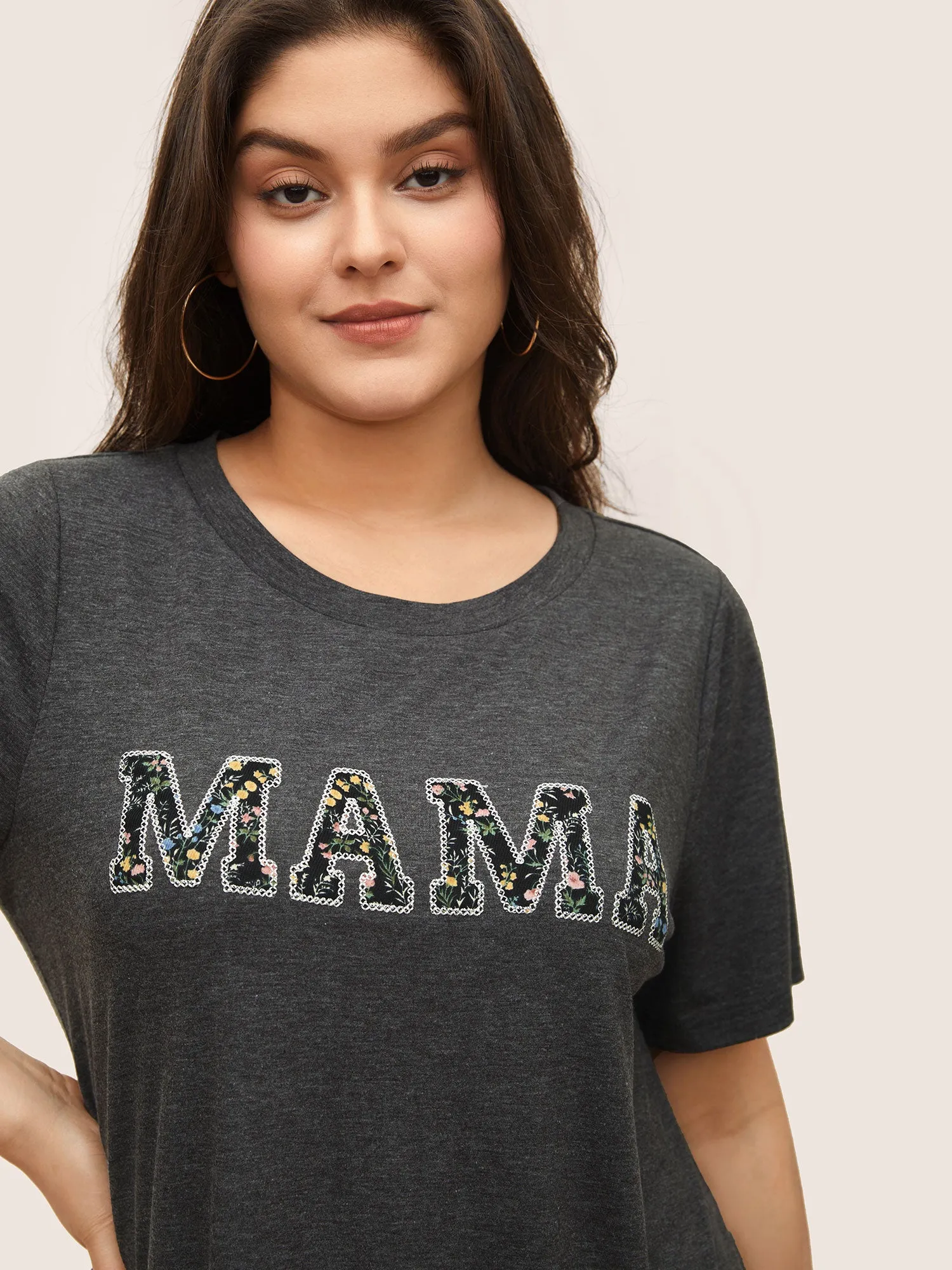 Graphic Mom Embroidered Ditsy Floral T-shirt sold by Bloomchic product image thumbnail 2
