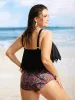 Bandana Print Patchwork Tiered Ruffles Laser Cut One Piece Swimsuit sold by Bloomchic