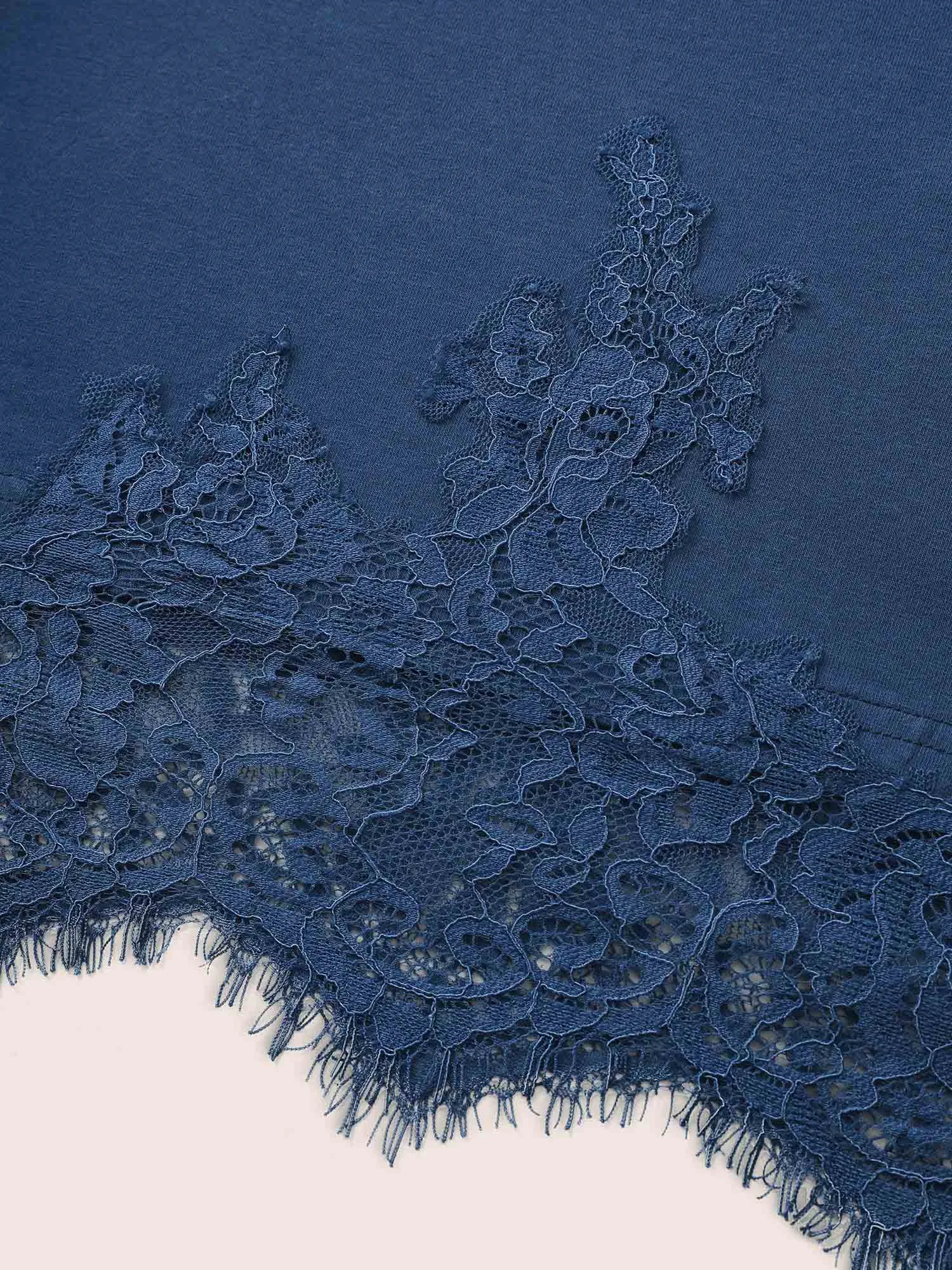 Round Neck Solid Lace Panel T-shirt sold by Bloomchic product image thumbnail 5