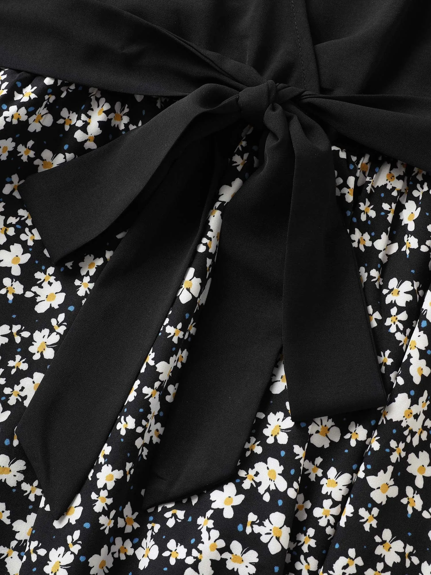 Ditsy Floral Patchwork Ruffle Sleeve Belted Dress sold by Bloomchic product image thumbnail 5