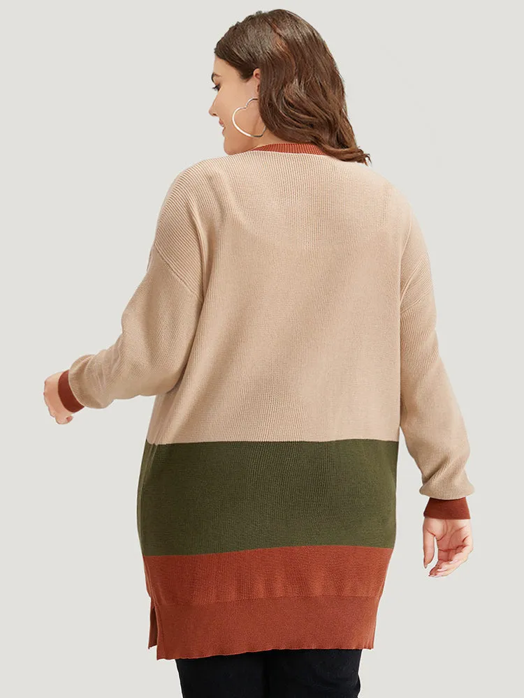 Colorblock Contrast Split Side Cardigan sold by Bloomchic product image thumbnail 2