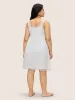 V Neck Solid Lace Panel Elastic Waist Sleep Dress sold by Bloomchic