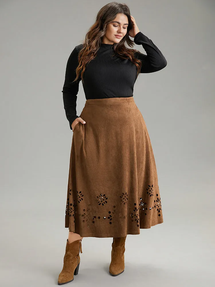 Plain Elastic Waist Pocket Laser Cut Skirt sold by Bloomchic product image thumbnail 4