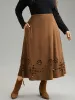 Plain Elastic Waist Pocket Laser Cut Skirt sold by Bloomchic