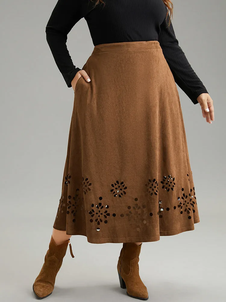 Plain Elastic Waist Pocket Laser Cut Skirt sold by Bloomchic product image thumbnail 3