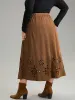 Plain Elastic Waist Pocket Laser Cut Skirt sold by Bloomchic