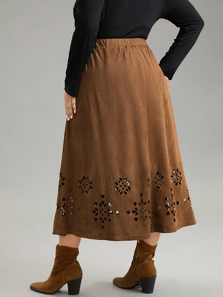 Plain Elastic Waist Pocket Laser Cut Skirt sold by Bloomchic product image thumbnail 2