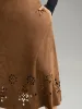 Plain Elastic Waist Pocket Laser Cut Skirt sold by Bloomchic