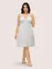 V Neck Solid Lace Panel Elastic Waist Sleep Dress sold by Bloomchic