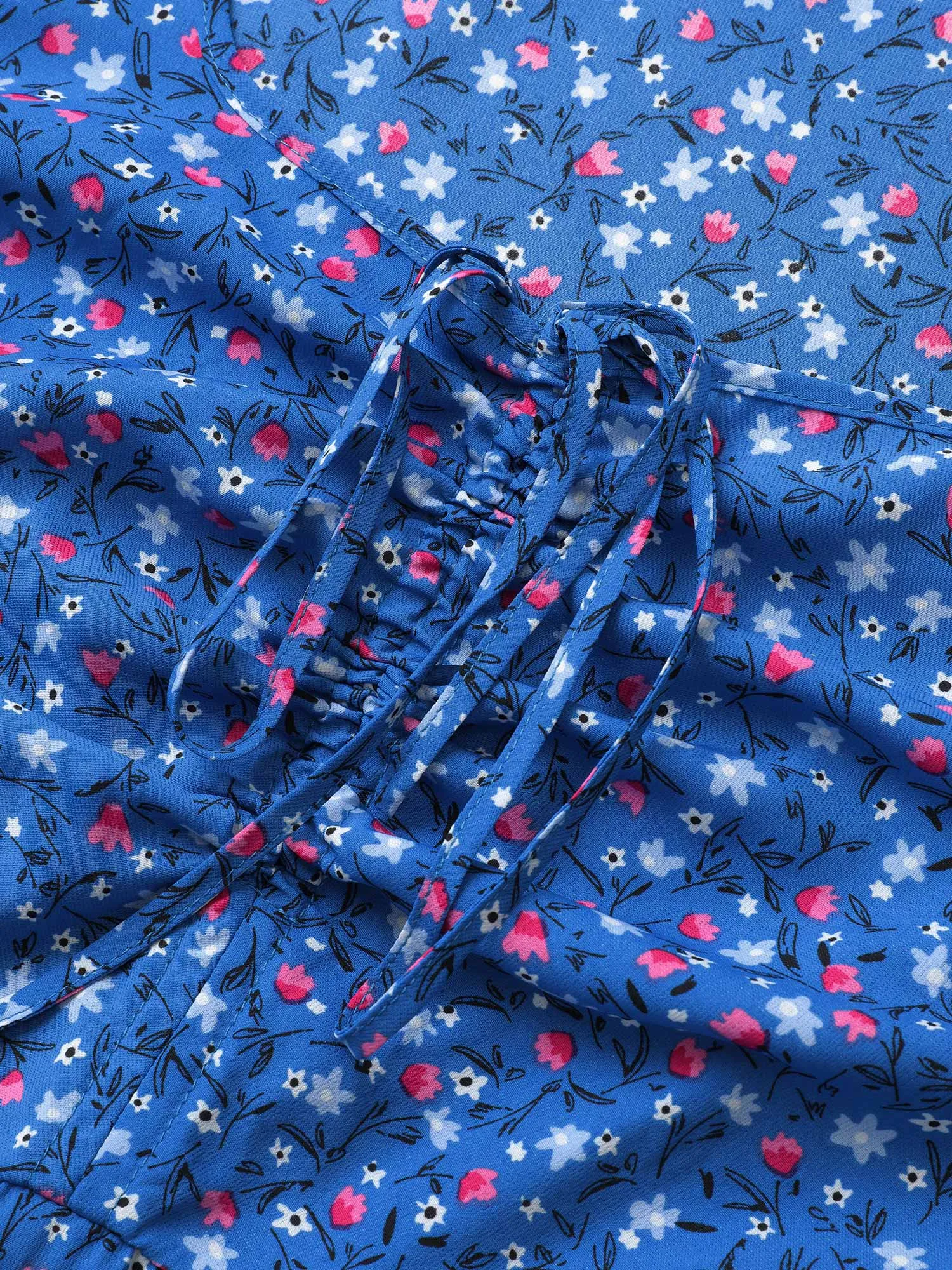 Ditsy Floral Drawstring Shirred Cuffs Dress sold by Bloomchic product image thumbnail 5