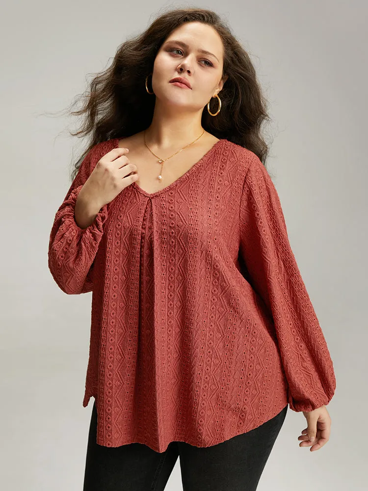 Keyhole Plicated Detail Lantern Sleeve T-shirt sold by Bloomchic product image thumbnail 5