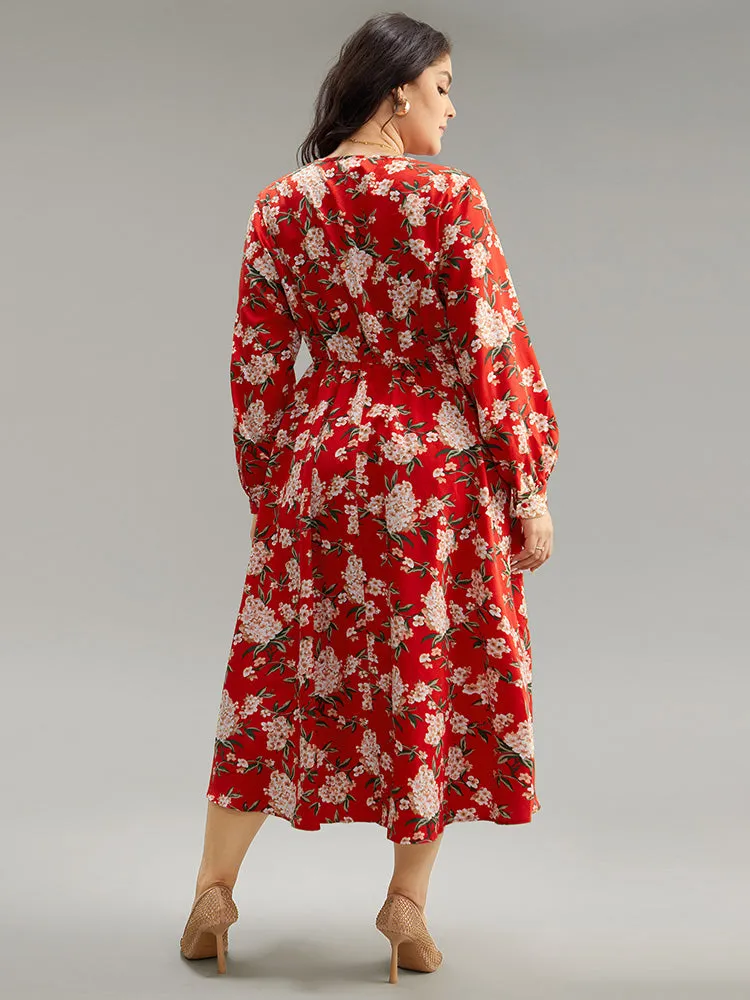 Floral Print Ruched Pocket Pleated Dress sold by Bloomchic product image thumbnail 2