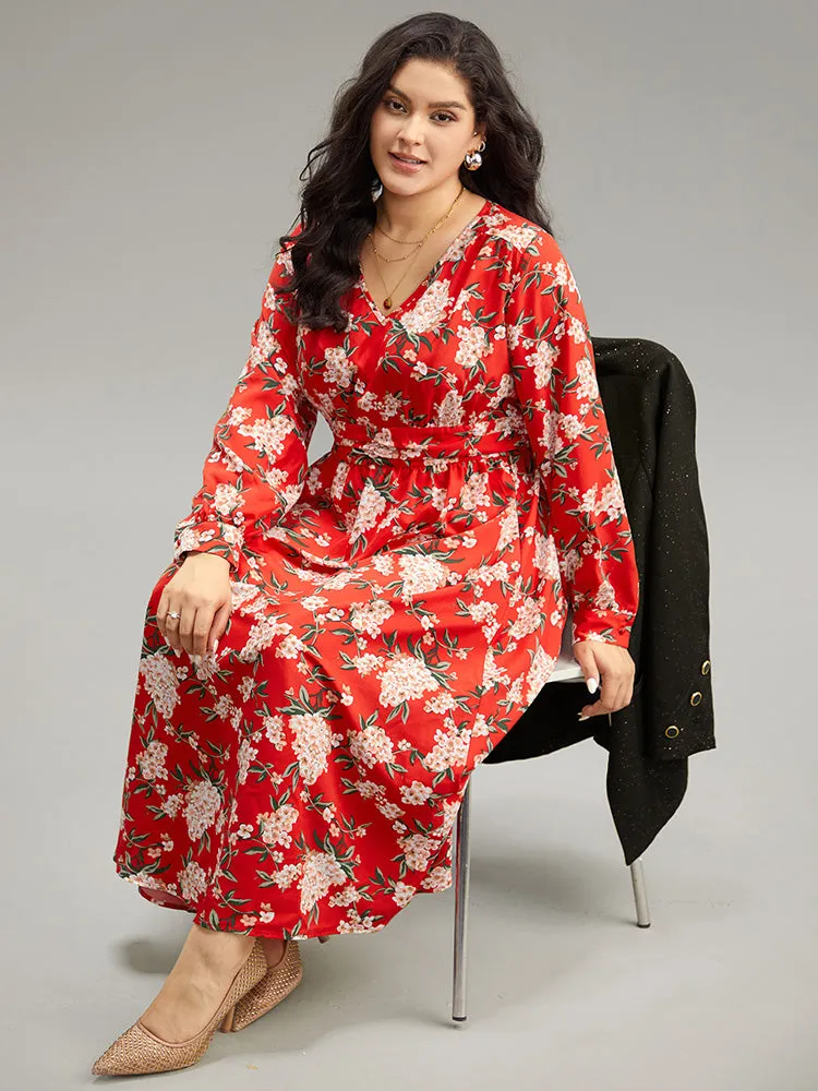 Floral Print Ruched Pocket Pleated Dress sold by Bloomchic product image thumbnail 4