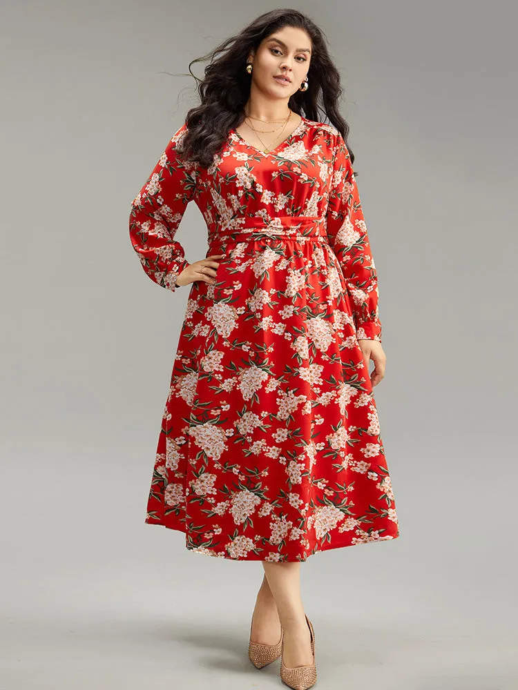 Floral Print Ruched Pocket Pleated Dress sold by Bloomchic