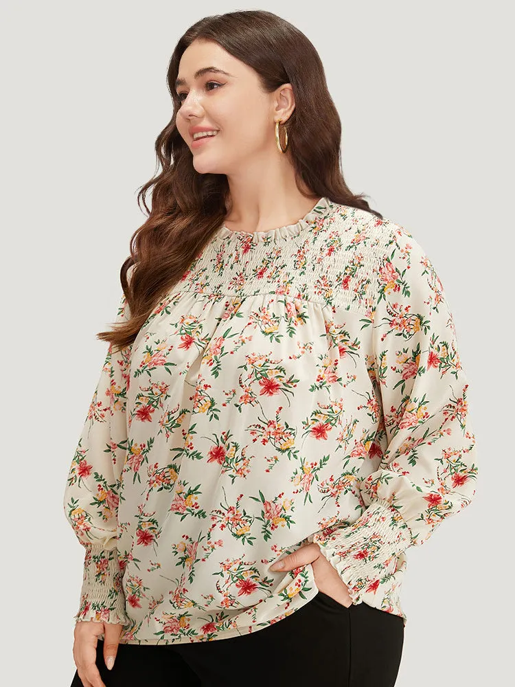 Floral Print Shirred Frill Trim Blouse sold by Bloomchic product image thumbnail 3