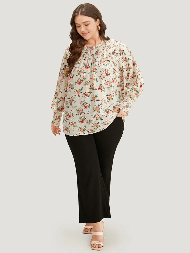 Floral Print Shirred Frill Trim Blouse sold by Bloomchic product image thumbnail 4