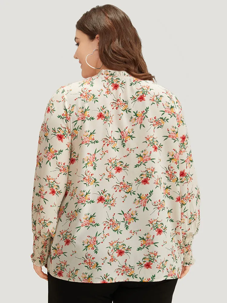 Floral Print Shirred Frill Trim Blouse sold by Bloomchic product image thumbnail 5