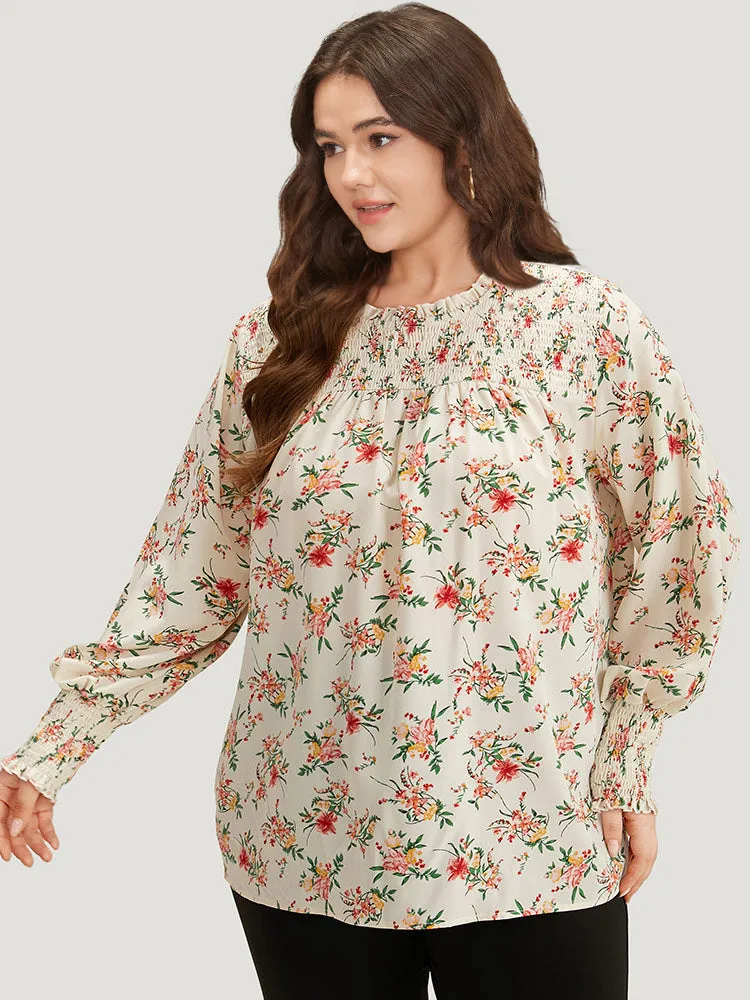 Floral Print Shirred Frill Trim Blouse sold by Bloomchic product image thumbnail 2