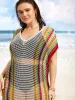 Contrast Striped Dolman Sleeve Split Side Swim Cover Up sold by Bloomchic